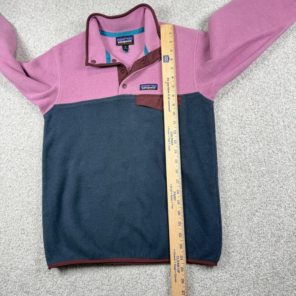 Patagonia Synchilla Fleece Pullover Mens XS Pink Grey Snap-T Colorblock 25450